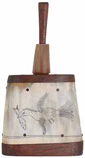 Powder Priming Flask,
2-1/2" tall by 2-1/2" wide body,
scrimshaw bird with fish