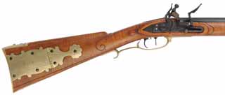 Lancaster County, Pennsylvania Longrifle,
.45 caliber 42" Sharon barrel,
engraved brass, maple, large Siler flintlock,
new, unfired, by N. Brooks