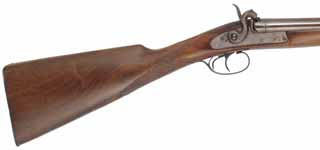 Double Shotgun
13 gauge, 28-1/2" barrels,
walnut, checkered straight grip, percussion,
used, by Davide Pedersoli