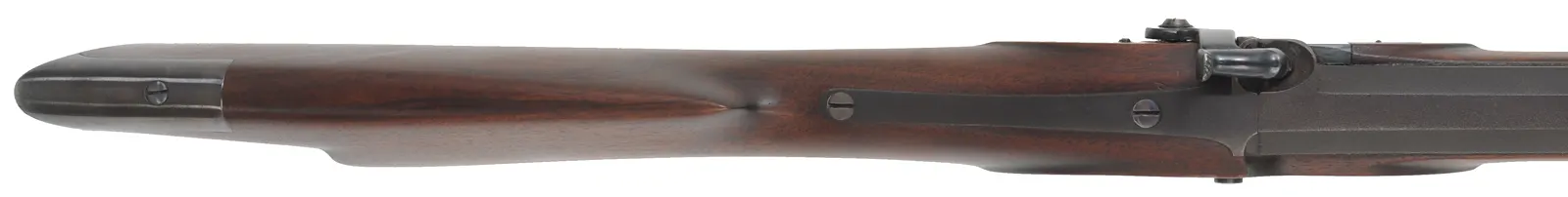 Left Hand Hawken Rifle,
.54 caliber, 36" tapered barrel,
percussion, walnut, iron trim, 
used, signed Parry
