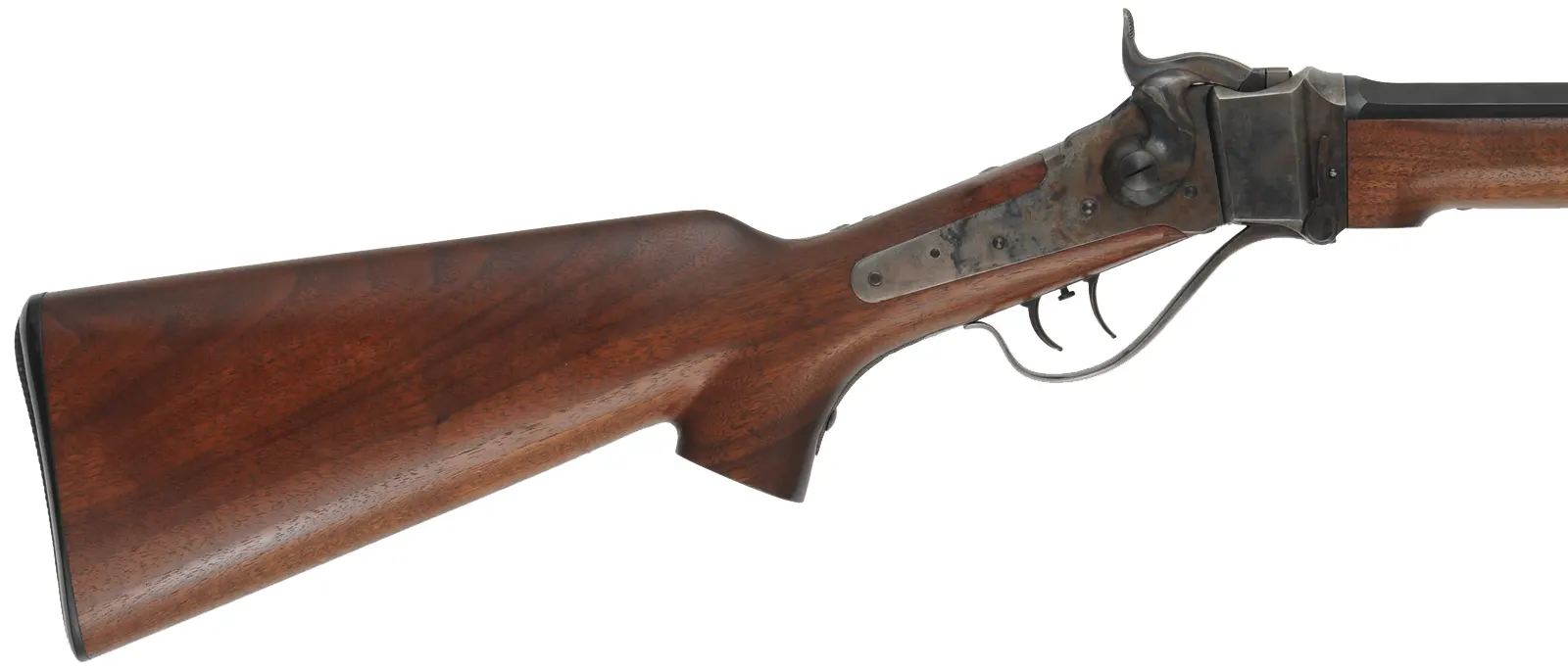 1874 Sharps No. 1 Sporting Rifle,
caliber .40-65 Win., 28" octagon barrel, 
pistol grip, walnut,  globe sight,
used, by Shiloh Sharps