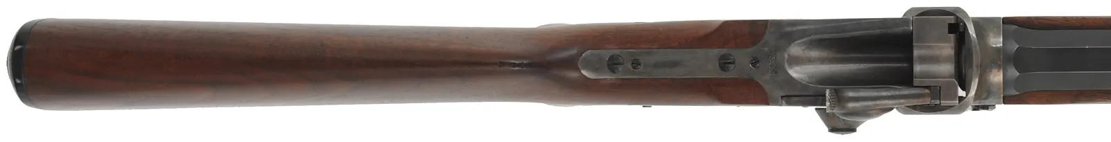 1874 Sharps No. 1 Sporting Rifle,
caliber .40-65 Win., 28" octagon barrel, 
pistol grip, walnut,  globe sight,
used, by Shiloh Sharps