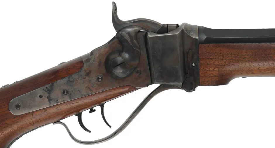 1874 Sharps No. 1 Sporting Rifle,
caliber .40-65 Win., 28" octagon barrel, 
pistol grip, walnut,  globe sight,
used, by Shiloh Sharps