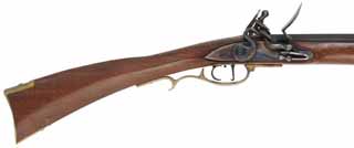 Frontier Rifle,
.54 caliber, 28" Green Mountain barrel,
walnut, brass trim, flintlock,
used, by Davide Pedersoli