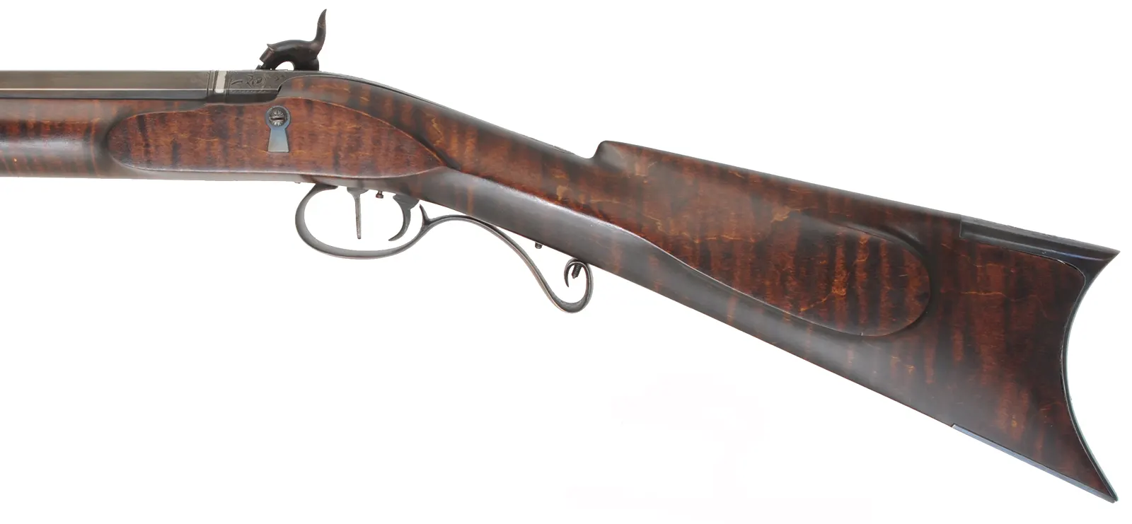 Hawken Rifle,
.50 caliber, W.M. Large 36" barrel,
percussion, walnut, engraved iron
used, signed by T. Wilkes Hawken Rifle,
.50 caliber, W.M. Large 36" barrel,
percussion, walnut, engraved iron
used, signed by T. Wilkes