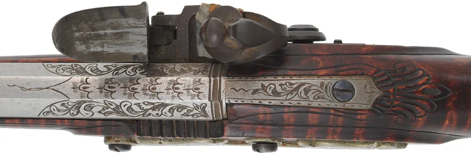 Lehigh Valley Longrifle,
.32 caliber, 33-1/4" straight octagon barrel,
curly maple, brass & nickel silver trim, small Siler flintlock, 
used, signed by L. Bryner