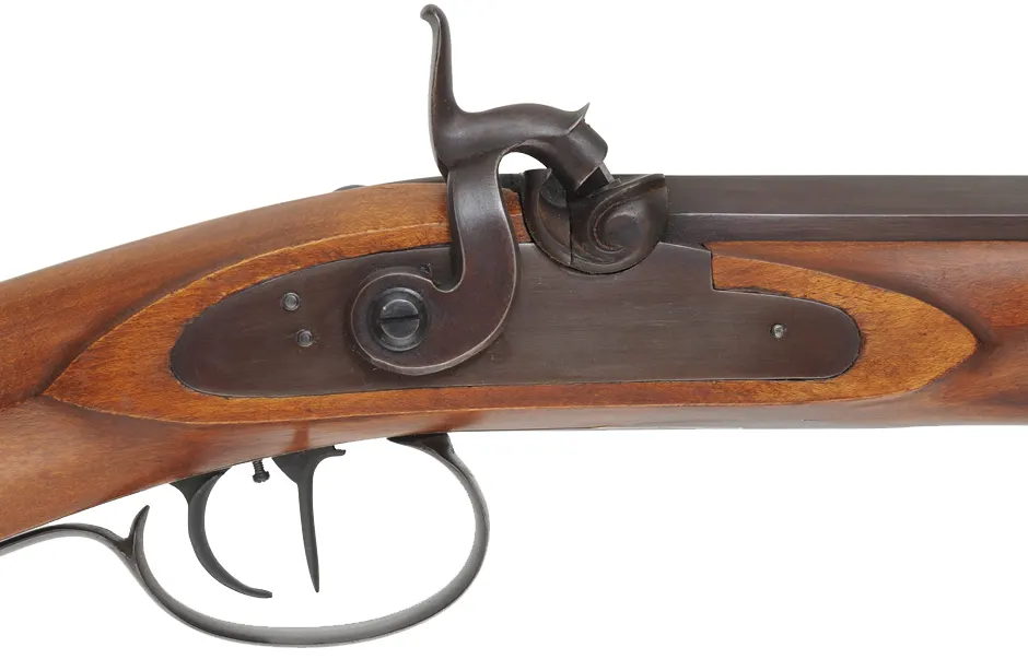 Hawken Rifle,
.54 caliber, 34-1/4" Sharon barrel,
R.E. Davis percussion lock, iron trim, maple,
new, unfired, by George Nelson Hawken Rifle,
.54 caliber, 34-1/4" Sharon barrel,
R.E. Davis percussion lock, iron trim, maple,
new, unfired, by George Nelson