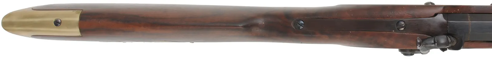 California Fullstock Rifle
.50 caliber, 26" barrel,
Claro walnut, brass, 
L&R percussion lock, step adjustable rear sight, used