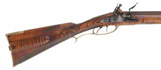 Lancaster County, Pennsylvania Longrifle,
.54 caliber 44" Colerain swamped barrel,
large Siler flintlock, maple, brass,
new, unfired, by Mike Compton