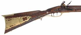 John Armstrong ~ Maryland Longrifle,
.45 caliber, 42" Colerain swamped barrel,
Golden Age flintlock, curly maple, engraved brass, 
new, unfired, by M. Compton