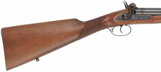 Double Shotgun,
12 gauge with integral chokes, 28" barrels,
percussion, walnut, blued,
used, by Davide Pedersoli