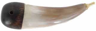 Priming Horn,
5-1/2" length, horn, 
domed maple plug, 3 grain valve 