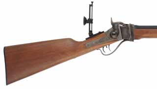 1874 Sharps Sporting Rifle,
caliber .45-70 Gov't, 31-3/4" barrel, 
beach's front sight, Pedersoli Vernier tang sight,
Hadley eye disk, used, by Davide Pedersoli & Co.