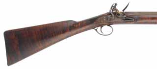  American Fowling Gun , 20 gauge, 42" octagon-to-round barrel, late Ketland flintlock, maple, patina finished iron, used, by Steve Losey 