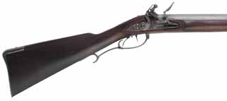 Virginia longrifle,
.54 caliber, 42" swamped barrel,
deluxe Siler flint lock, walnut, iron trim,
used, by Matt Avance