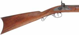 Santa Fe Hawken Rifle,
.53 caliber, 31-3/4" barrel,
percussion, walnut stock, iron trim, 
used by Aldo Uberti