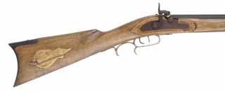 Halfstock Plains Rifle,
.50 caliber, 35" barrel,
percussion, maple, iron, brass, nickel,
used, by P. Sheets 
