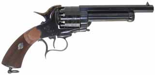 LeMat Cavalry Revolver,
.44 caliber, .64 caliber smoothbore, 6-3/4" barrel,
percussion, blued, stainless nipples,
as-new in box, by Pietta