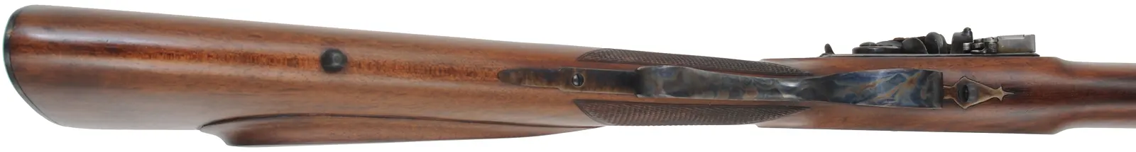 Mortimer Rifle,
.54 caliber, 35-1/2" octagon-to-round barrel,
flintlock, checkered walnut, iron trim, 
used, by Davide Pedersoli