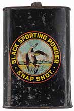 Vintage Canadian Industries Ltd. Black Powder Container, 
1 pound, "Snapshot" can, FFg, empty