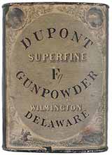 Antique Dupont Black Powder Container, 
1 pound, Fg, green can, empty