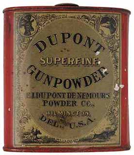 Vintage Dupont Superfine Black Powder Container, 
1/2 pound can, FFg, empty