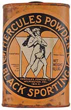 Vintage Hercules Black Powder Container, 
Spurious drum label, 1/4 pound can, empty