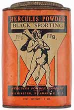 Vintage Hercules Black Powder Container, 
Square 1 pound can, FFg, empty