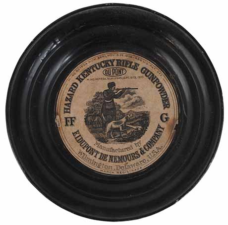 Vintage Kentucky Rifle Hazard Powder Co. Black Powder Container, 
6 pound keg, FFg, empty