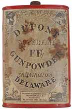 Vintage Dupont Black Powder Container, 
1 pound, FFg, empty