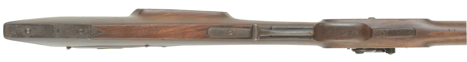 Left Hand Tennessee Mountain Rifle,
.40 caliber, 46" Rayl straight octagon barrel,
Siler percussion lock, walnut, iron trim,
used, marked C.D. Walker Left Hand Tennessee Mountain Rifle,
.40 caliber, 46" Rayl straight octagon barrel,
Siler percussion lock, walnut, iron trim,
used, marked C.D. Walker