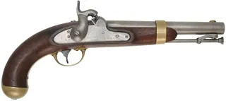 U. S. Model 1842 Aston Pistol,
.54 caliber, 8-1/2" barrel, 
percussion, walnut, brass, 
1851 date, by H. Aston & Co.