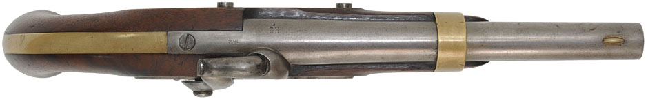 U. S. Model 1842 Aston Pistol,
.54 caliber, 8-1/2" barrel, 
percussion, walnut, brass, 
1851 date, by H. Aston & Co.