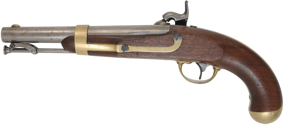 U. S. Model 1842 Aston Pistol,
.54 caliber, 8-1/2" barrel, 
percussion, walnut, brass, 
1851 date, by H. Aston & Co.