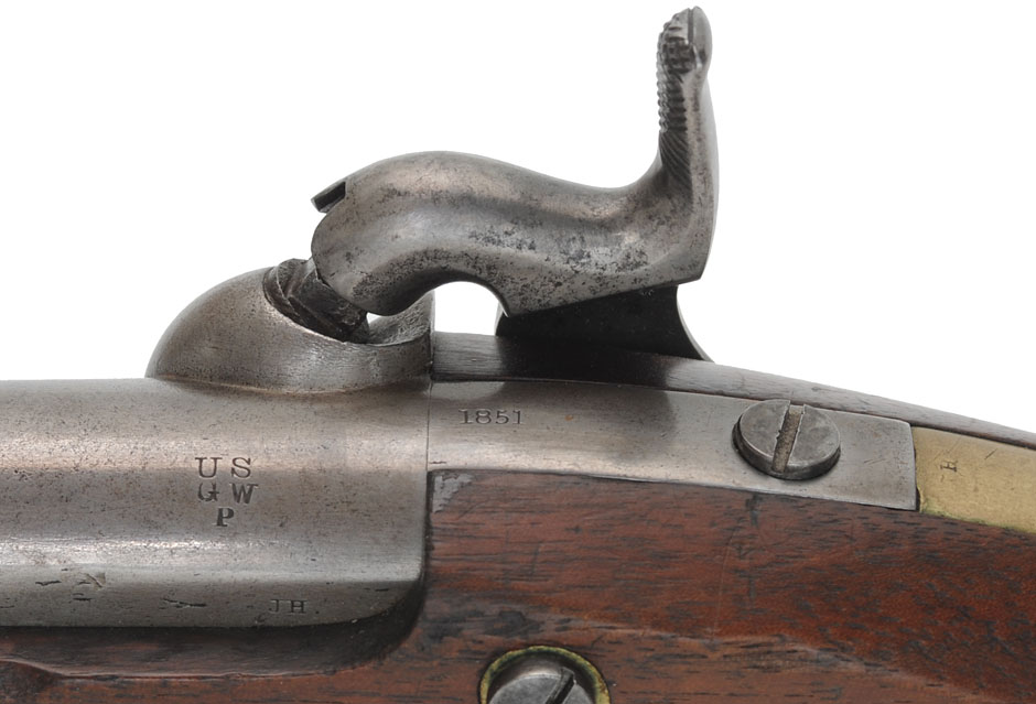 U. S. Model 1842 Aston Pistol,
.54 caliber, 8-1/2" barrel, 
percussion, walnut, brass, 
1851 date, by H. Aston & Co.