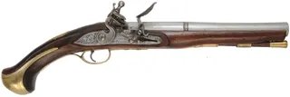 Holster Pistol,
.50 caliber, 10" octagon-to-round barrel,
TRS flintlock, walnut, brass trim, 
new, by Ken Brady