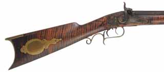 Antique Halfstock Rifle,
.36 caliber, 35-1/2" barrel,
percussion, maple, brass,
marked J.G. Aulenbach, Lebanon