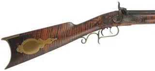 Antique Halfstock Rifle,
.36 caliber, 35-1/2" barrel,
percussion, maple, brass,
marked J.G. Aulenbach, Lebanon