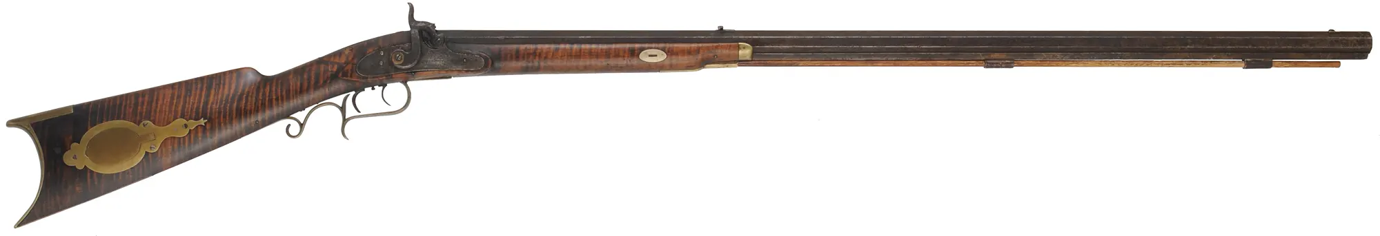 Antique Halfstock Rifle,
.36 caliber, 35-1/2" barrel,
percussion, maple, brass,
marked J.G. Aulenbach, Lebanon
