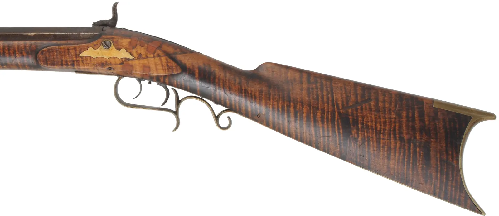 Antique Halfstock Rifle,
.36 caliber, 35-1/2" barrel,
percussion, maple, brass,
marked J.G. Aulenbach, Lebanon