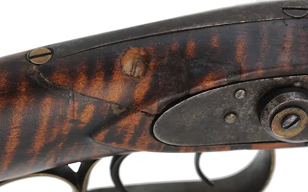 Antique Halfstock Rifle,
.36 caliber, 35-1/2" barrel,
percussion, maple, brass,
marked J.G. Aulenbach, Lebanon