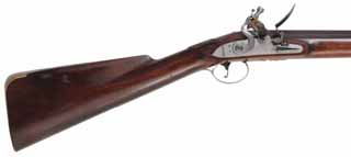 Fowling Gun,
20 gauge, 43" octagon-to-round barrel,
flintlock, walnut, engraved brass,
used, by R. W. Dietz