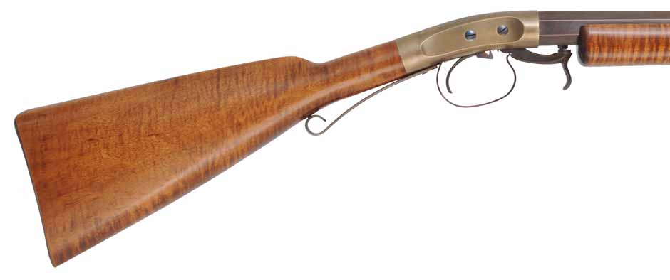 Underhammer Rifle,
.54 caliber, 31" swamped Rice barrel,
percussion, curly maple, iron trim, 
new, by R. Mills
