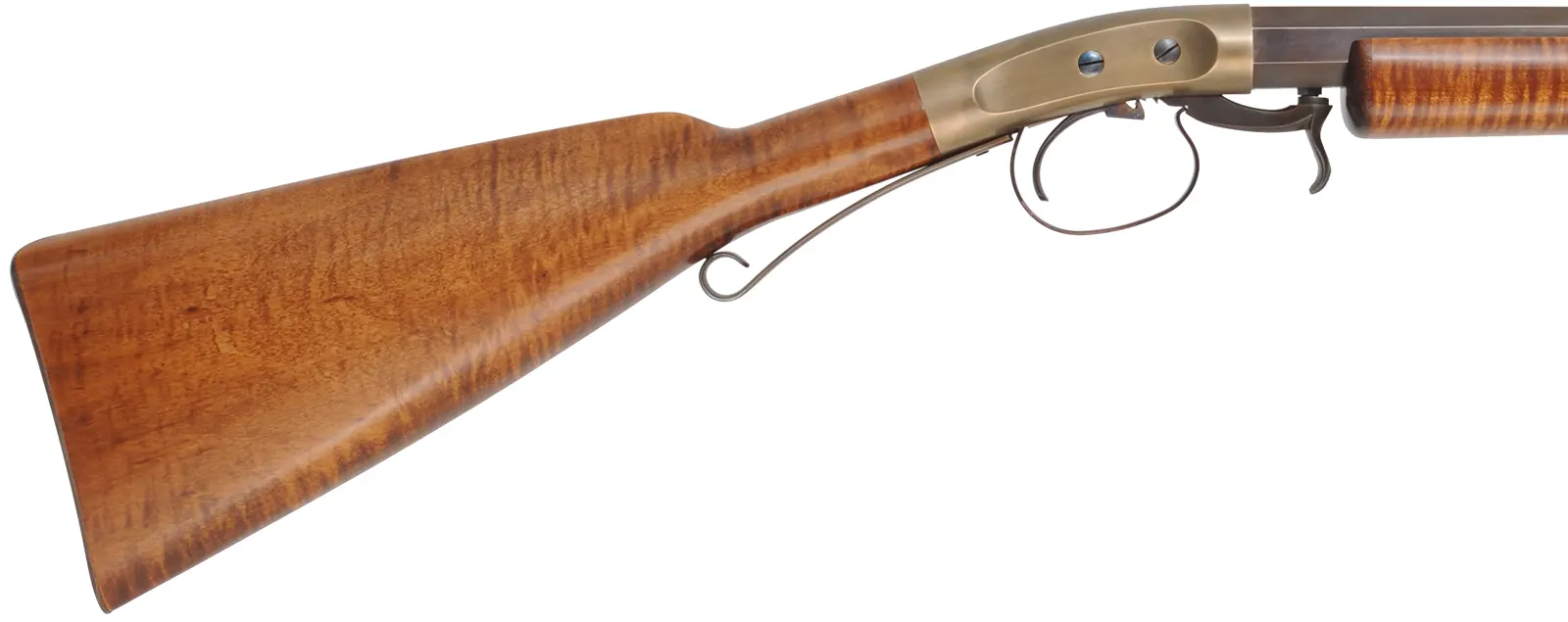 Underhammer Rifle,
.54 caliber, 31" swamped Rice barrel,
percussion, curly maple, iron trim, 
new, by R. Mills