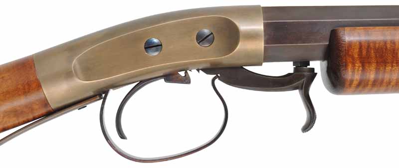 Underhammer Rifle,
.54 caliber, 31" swamped Rice barrel,
percussion, curly maple, iron trim, 
new, by R. Mills