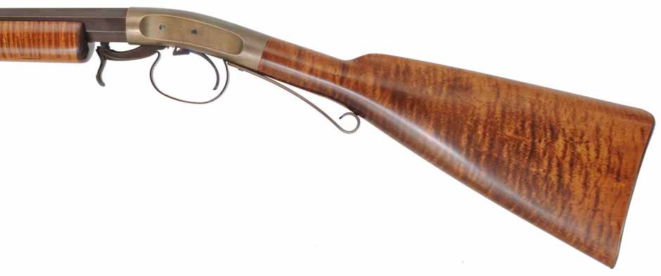 Underhammer Rifle,
.54 caliber, 31" swamped Rice barrel,
percussion, curly maple, iron trim, 
new, by R. Mills
