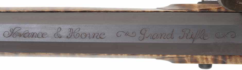 Lancaster County, Pennsylvania "Grand" Rifle,
.50 caliber, 42" swamped barrel,
flintlock, curly maple, engraved nickel sliver, 
unfired, by M. Avance & B. Horne