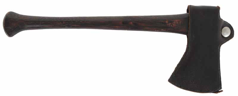 Hand Axe, 
2-3/4" cutting edge, 13" handle, scabbard,
by, Kyle Willyard of Old Dominion Forge
