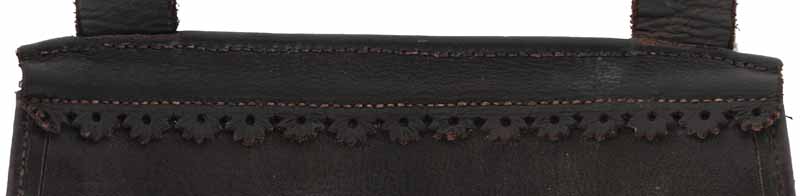Leather Hunting Pouch,
 7-1/2" wide by 9-1/2" tall, 
lined, neatly sewn, adjustable strap