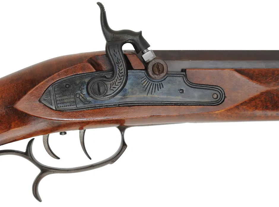 CVA Mountain Rifle,
.50 caliber, 32" barrel,
percussion, maple, iron furniture with silver accents,
early production ~ made in USA,
assembled from a kit, used, by Connecticut Valley Arms CVA Mountain Rifle,
.50 caliber, 32" barrel,
percussion, maple, iron furniture with silver accents,
early production ~ made in USA,
assembled from a kit, used, by Connecticut Valley Arms